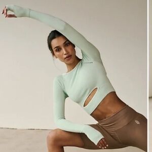 Free People Movement Cut It Out Long Sleeve Top Mint Seafoam Green M/L